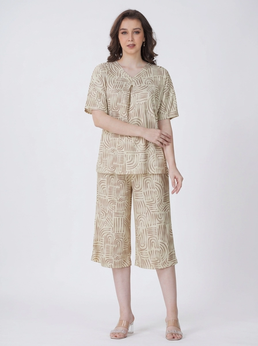 Woman_wearing_pajama_set_202607150608 (1) Sandstone Arch Abstract Loungewear Set - Image 1
