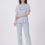 Serene Sky Checker Floral Loungewear Set
