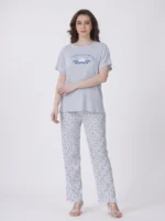 Serene Sky Checker Floral Loungewear Set