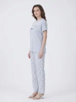 Serene Sky Checker Floral Loungewear Set - Image 3