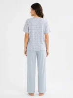 Serene Sky Checker Floral Loungewear Set - Image 2