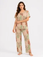 Rose Quartz Patchwork Botanical Loungewear Set