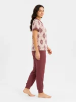 Crimson Medallion V-Neck Loungewear Set - Image 3