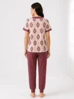 Crimson Medallion V-Neck Loungewear Set - Image 2