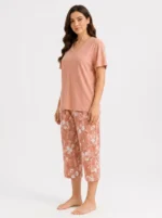 Terracotta Meadow V-Neck Loungewear Set - Image 3