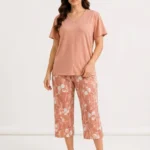 Terracotta Meadow V-Neck Loungewear Set