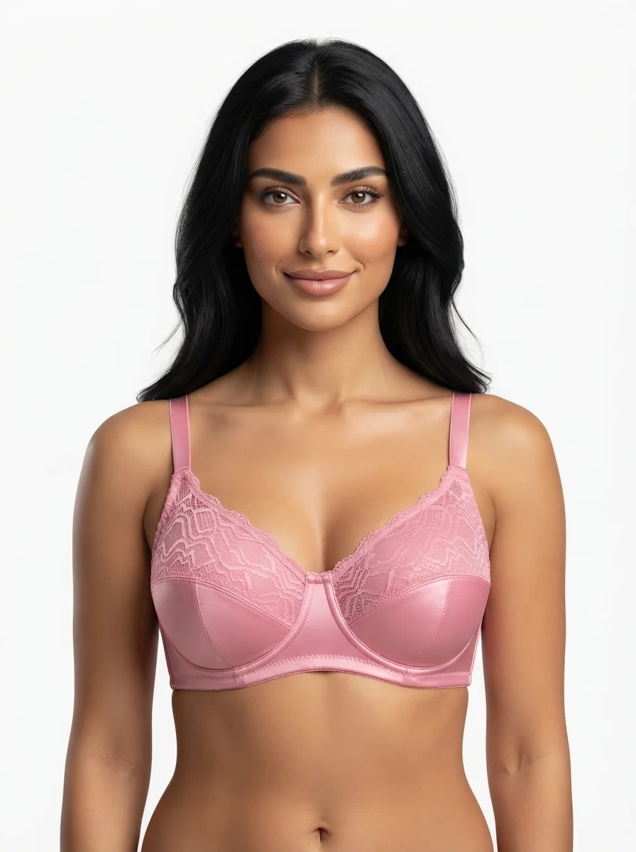 Woman_wearing_pink_bra_202607180510 (2) Women's Comfort Bra with Micro-Texture - Image 1
