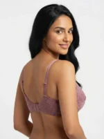 Women's Wire-Free Soft Sponge Under-Bust Seamed Bra with Minimalist Tulip Stem Print - Image 2