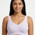 Women's Pure Cotton Bra with Gathered Support Panels