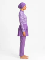 Women's Floral Modest Tiered Skirted Swimsuit Set - Image 3