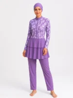 Women's Floral Modest Tiered Skirted Swimsuit Set
