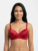Women's Wire-Free Contrast Trim Comfort Bra with Lace Tassel Accent