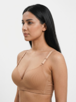 Women's Wire-Free Ribbed Comfort Plunge Bra - Image 3