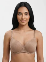 Women's Wire-Free Plus-Size Comfort Bra with Satin Stripe Pattern