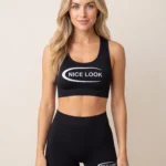 Women's Seamless "NICE LOOK" Graphic Crop Top & Biker Shorts Set