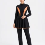 Women's Colorblock Modest Skirted Swimsuit Set