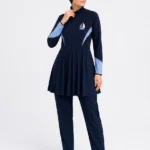 Women's Sailboat Graphic Modest Skirted Swimsuit Set