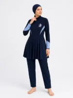 Women's Sailboat Graphic Modest Skirted Swimsuit Set
