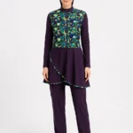 Women's Floral Camo Modest Asymmetrical Swimsuit Set