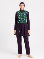 Women's Floral Camo Modest Asymmetrical Swimsuit Set