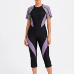 Women's Colorblock Modest One-Piece Swimsuit Set