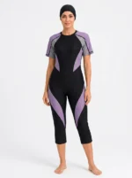 Women's Colorblock Modest One-Piece Swimsuit Set