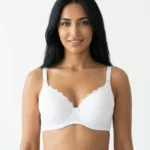 Women's Wire-Free Plus-Size Comfort Bra with Scalloped Lace Overlay