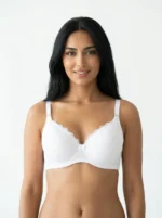 Women's Wire-Free Plus-Size Comfort Bra with Scalloped Lace Overlay