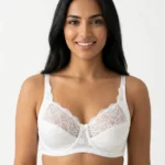 Women's Plus-Size Comfort Bra with Full Floral Lace Overlay