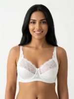 Women's Plus-Size Comfort Bra with Full Floral Lace Overlay