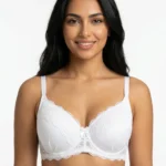 Women's Comfort Bra with Lace Overlay and Fanned Base