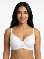 Women's Comfort Bra with Lace Overlay and Fanned Base