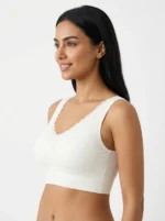 Women's Premium Everyday Comfort Bra with Lace-Trim V-Neck and Ribbed Support - Image 3