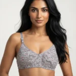 Women's Premium Turkish Cotton Underwired Seamed Bra with Paisley and Blossom Print