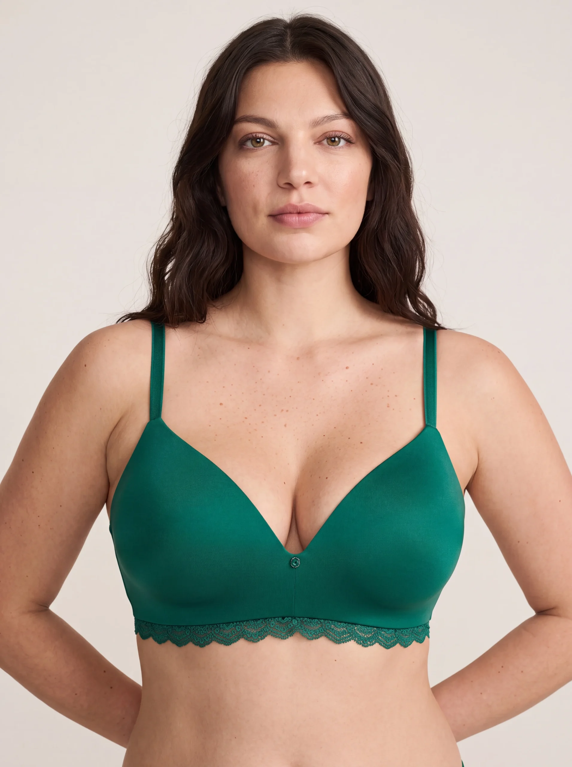 Woman_with_olive_skin_emerald_202607012311 Smooth & Lace Wireless Push-Up Bra - Image 1