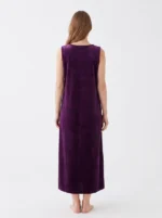 Women's Crochet Lace Velvet Maxi Nightgown - Image 2