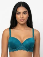 Everyday Contour Wireless Bra with Pleated Base and Floral Lace Band