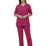 V-Neck Vertical Contrast-Trim Uniform
