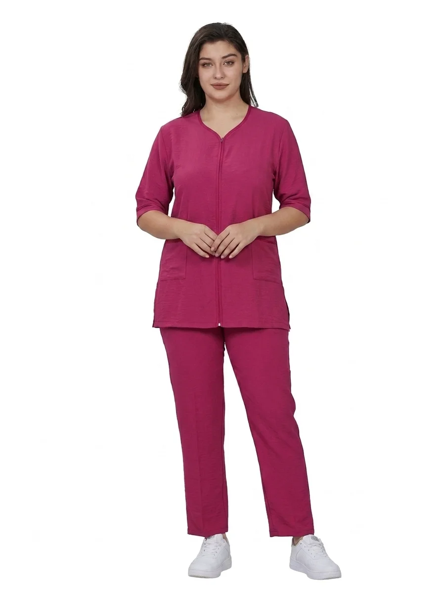 i_want_1_model_that_202607091833 (1) V-Neck Vertical Contrast-Trim Uniform - Image 1