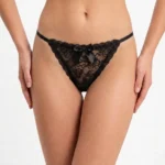 Elegant Floral Lace Bikini Briefs with Eyelash Lace Trim & Satin Bow Accent