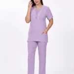 Contrast Piping Stylized Neckline Uniform