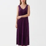 Women's Crochet Lace Velvet Maxi Nightgown
