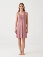 Women's Crochet Lace Embroidered Knee-Length Nightgown