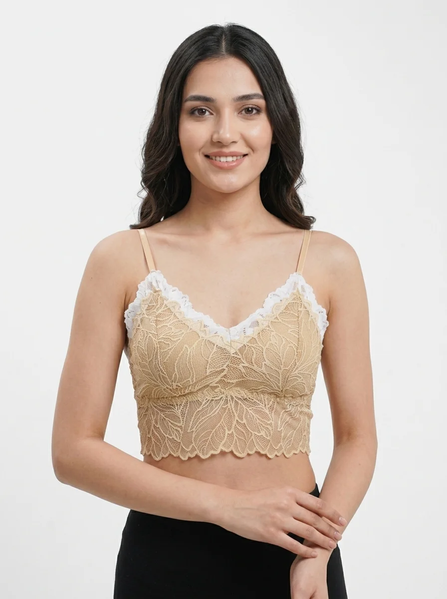 Woman_posing_in_lace_camisole_202608240112 (1) Top Rated Floral Lace Longline Bralette - Image 1