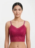 Premium Geometric Eyelet Lace Longline Bralette