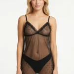 Women’s Ruffle Trim Babydoll Chemise Lingerie