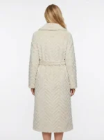 Women’s Luxury Belted Chevron Faux Fur Winter Coat - Image 2