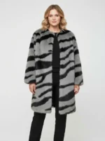 Women’s Luxury Tiger Stripe Faux Fur Winter Coat
