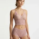 Dusty Pink Floral Lace Bralette Set