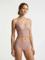Dusty Pink Floral Lace Bralette Set